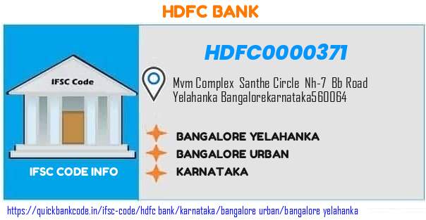 Hdfc Bank Bangalore Yelahanka HDFC0000371 IFSC Code