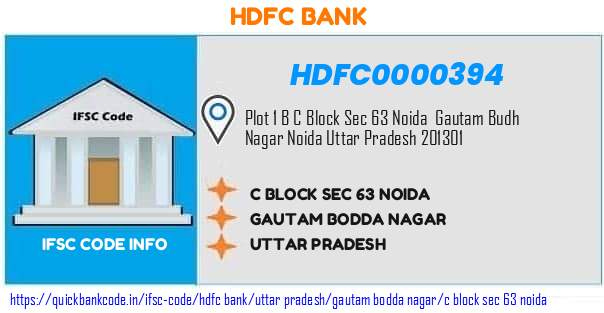HDFC0000394 HDFC Bank. C BLOCK SEC SIXTY THREE NOIDA