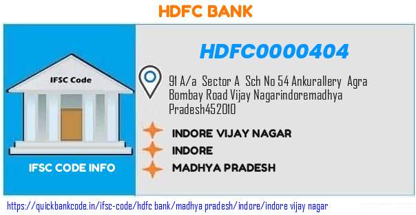 Hdfc Bank Indore Vijay Nagar HDFC0000404 IFSC Code