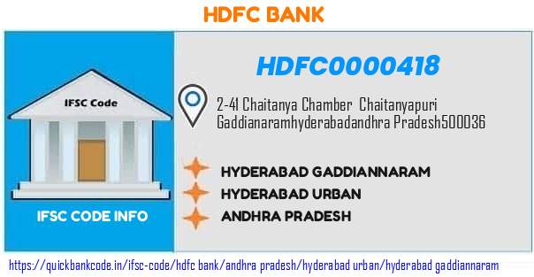 Hdfc Bank Hyderabad Gaddiannaram HDFC0000418 IFSC Code