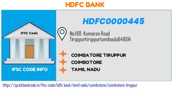 Hdfc Bank Coimbatore Tiruppur HDFC0000445 IFSC Code