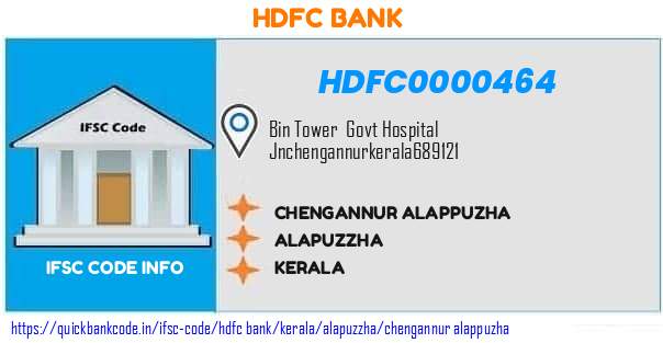 Hdfc Bank Chengannur Alappuzha HDFC0000464 IFSC Code