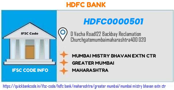 HDFC0000501 HDFC Bank. MUMBAI - MISTRY BHAVAN EXTN CTR