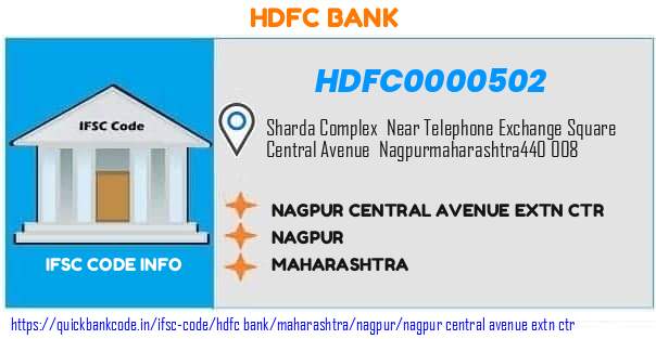 HDFC0000502 HDFC Bank. NAGPUR - CENTRAL AVENUE EXTN CTR