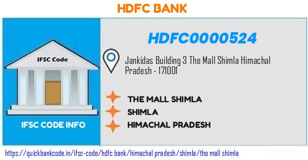 Hdfc Bank The Mall Shimla HDFC0000524 IFSC Code