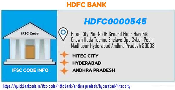 Hdfc Bank Hitec City HDFC0000545 IFSC Code