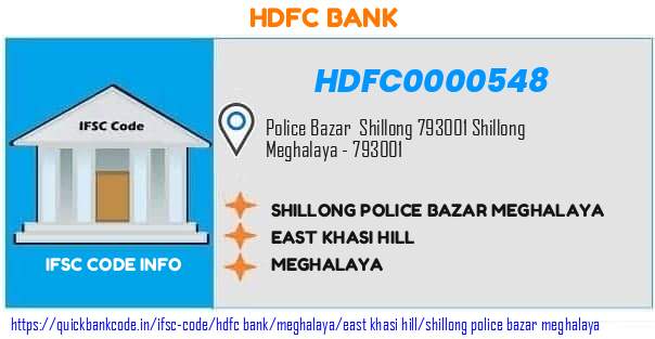 Hdfc Bank Shillong Police Bazar Meghalaya HDFC0000548 IFSC Code