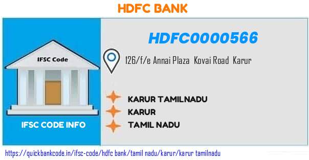 Hdfc Bank Karur Tamilnadu HDFC0000566 IFSC Code