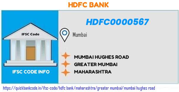 Hdfc Bank Mumbai Hughes Road HDFC0000567 IFSC Code