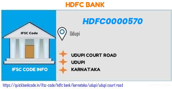 Hdfc Bank Udupi Court Road HDFC0000570 IFSC Code