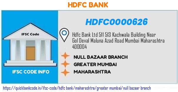 HDFC0000626 HDFC Bank. NULL BAZAAR BRANCH
