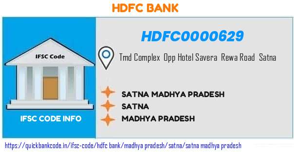 Hdfc Bank Satna Madhya Pradesh HDFC0000629 IFSC Code