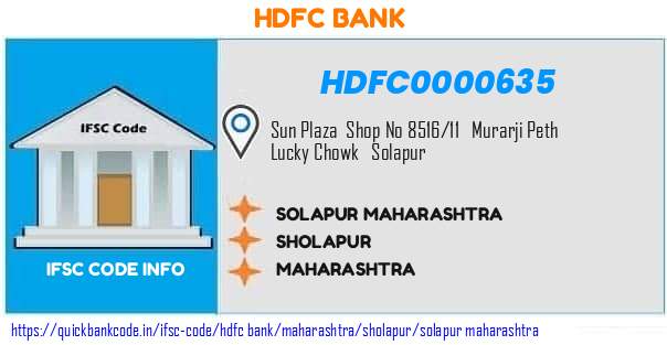 Hdfc Bank Solapur Maharashtra HDFC0000635 IFSC Code