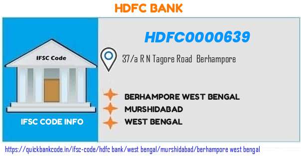 HDFC0000639 HDFC Bank. BERHAMPORE - WEST BENGAL