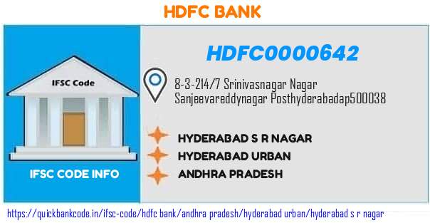 HDFC0000642 HDFC Bank. HYDERABAD - S R NAGAR
