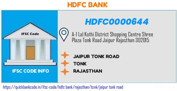 Hdfc Bank Jaipur Tonk Road HDFC0000644 IFSC Code