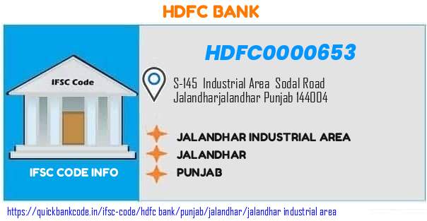 HDFC0000653 HDFC Bank. JALANDHAR  - INDUSTRIAL AREA