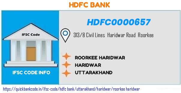 Hdfc Bank Roorkee Haridwar HDFC0000657 IFSC Code