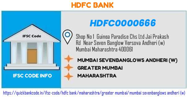 Hdfc Bank Mumbai Sevenbanglows Andheri w HDFC0000666 IFSC Code