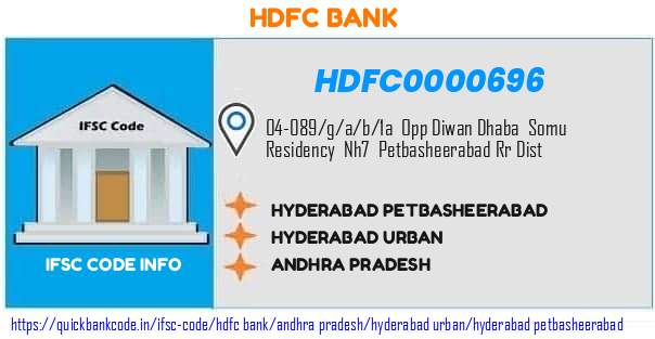 Hdfc Bank Hyderabad Petbasheerabad HDFC0000696 IFSC Code