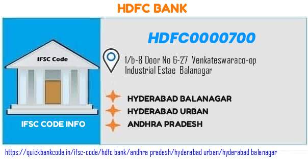 Hdfc Bank Hyderabad Balanagar HDFC0000700 IFSC Code