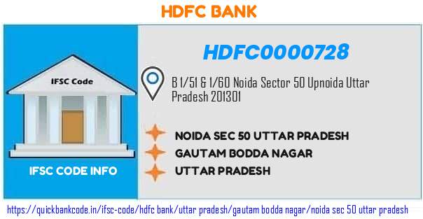 Hdfc Bank Noida Sec 50 Uttar Pradesh HDFC0000728 IFSC Code