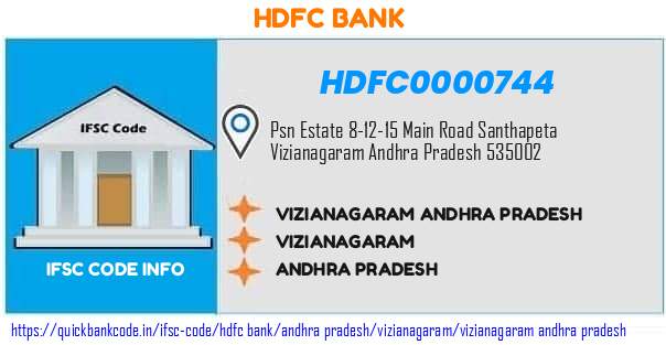 Hdfc Bank Vizianagaram Andhra Pradesh HDFC0000744 IFSC Code