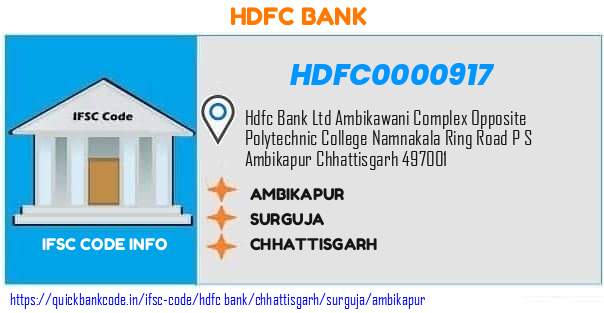Hdfc Bank Ambikapur HDFC0000917 IFSC Code