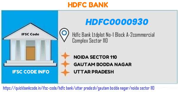 Hdfc Bank Noida Sector 110 HDFC0000930 IFSC Code