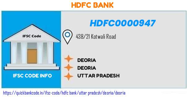 Hdfc Bank Deoria HDFC0000947 IFSC Code