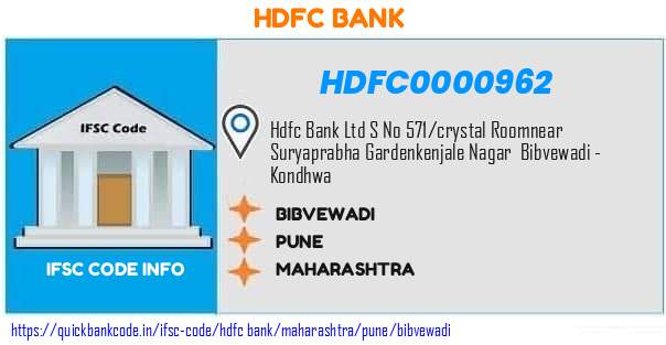 HDFC0000962 HDFC Bank. BIBVEWADI