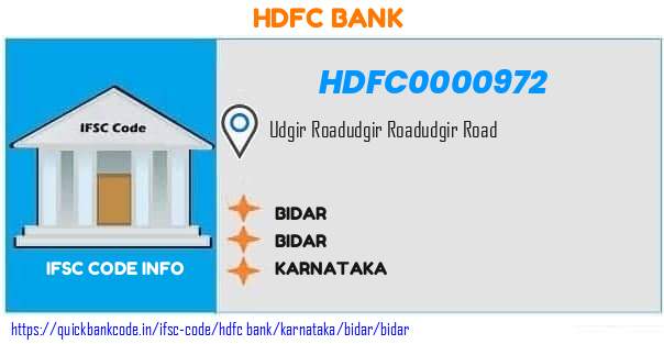 Hdfc Bank Bidar HDFC0000972 IFSC Code