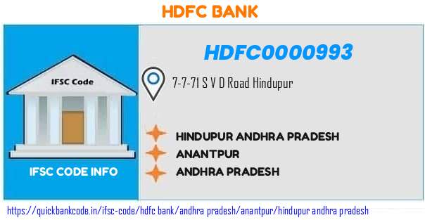 Hdfc Bank Hindupur Andhra Pradesh HDFC0000993 IFSC Code