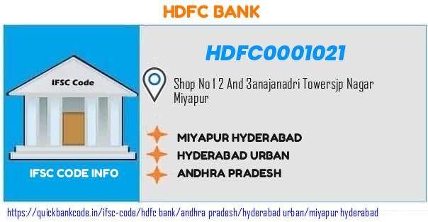 HDFC0001021 HDFC Bank. MIYAPUR HYDERABAD