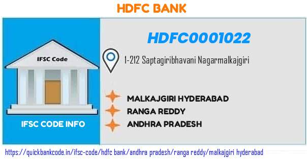 Hdfc Bank Malkajgiri Hyderabad HDFC0001022 IFSC Code