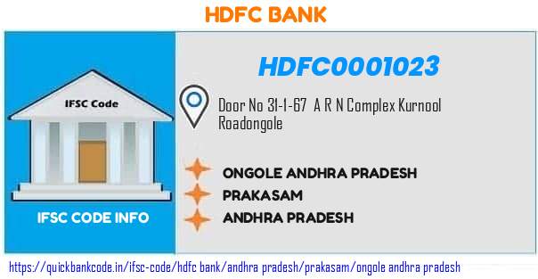 Hdfc Bank Ongole Andhra Pradesh HDFC0001023 IFSC Code