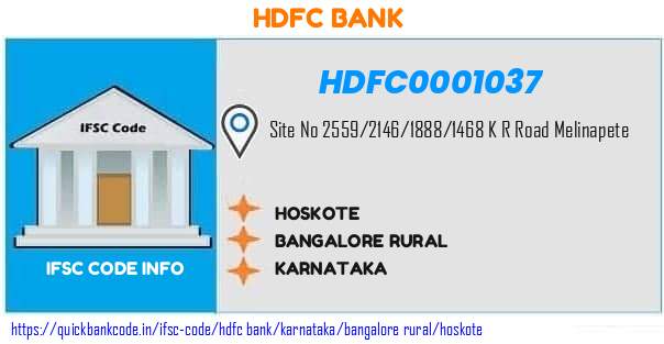 Hdfc Bank Hoskote HDFC0001037 IFSC Code