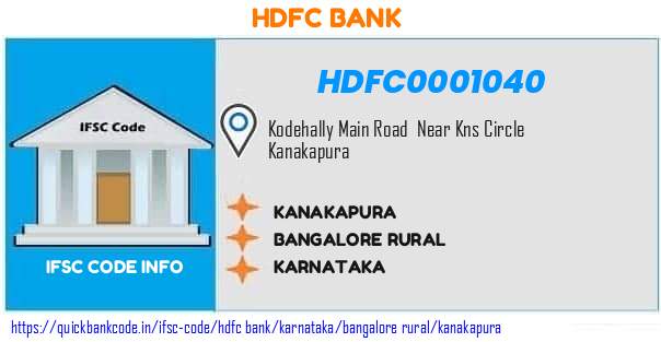 Hdfc Bank Kanakapura HDFC0001040 IFSC Code