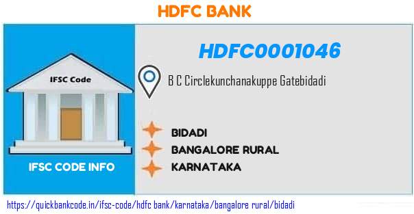 Hdfc Bank Bidadi HDFC0001046 IFSC Code