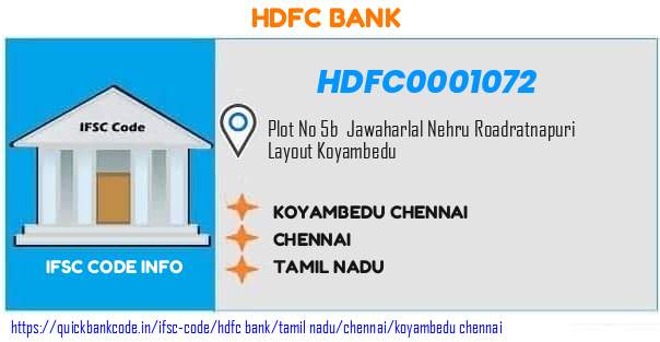 Hdfc Bank Koyambedu Chennai HDFC0001072 IFSC Code