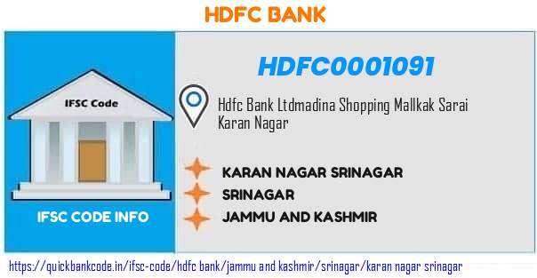 Hdfc Bank Karan Nagar Srinagar HDFC0001091 IFSC Code