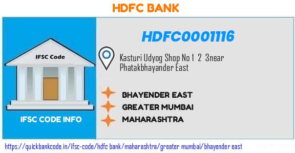 Hdfc Bank Bhayender East HDFC0001116 IFSC Code