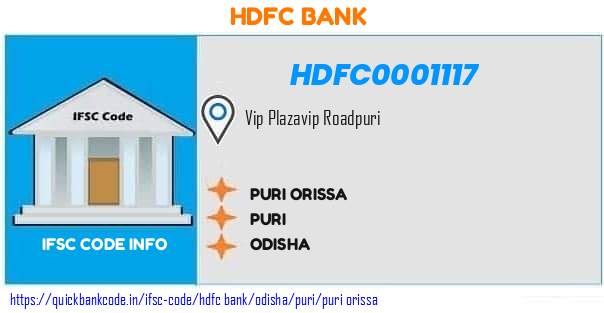 Hdfc Bank Puri Orissa HDFC0001117 IFSC Code