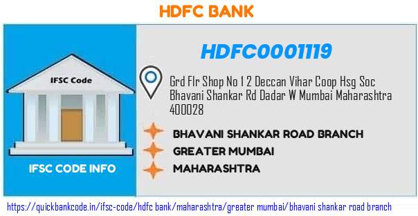 HDFC0001119 HDFC Bank. BHAVANI SHANKAR ROAD BRANCH