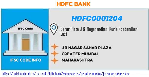 Hdfc Bank J B Nagar Sahar Plaza HDFC0001204 IFSC Code
