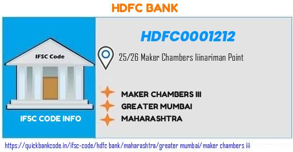 HDFC0001212 HDFC Bank. MAKER CHAMBERS III
