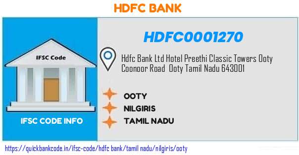 Hdfc Bank Ooty HDFC0001270 IFSC Code
