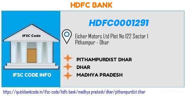 Hdfc Bank Pithampurdist Dhar HDFC0001291 IFSC Code