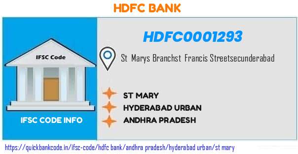 Hdfc Bank St Mary HDFC0001293 IFSC Code