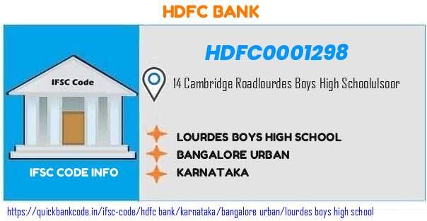 Hdfc Bank Lourdes Boys High School HDFC0001298 IFSC Code